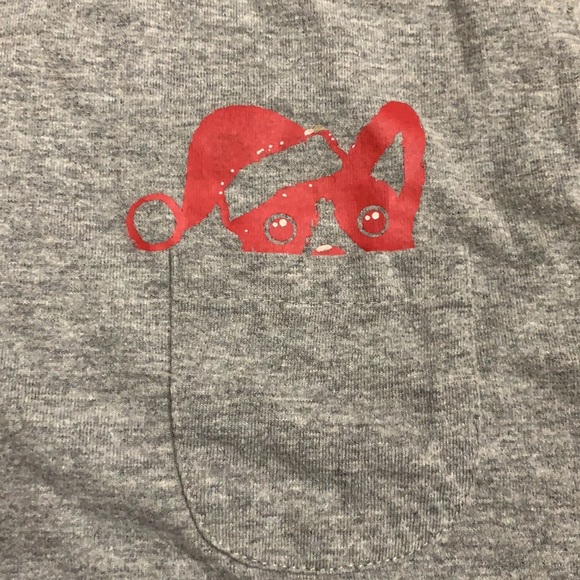 Laugh Out Loud Always Gray Santa cat in pocket t-shirt - Picture 1 of 14